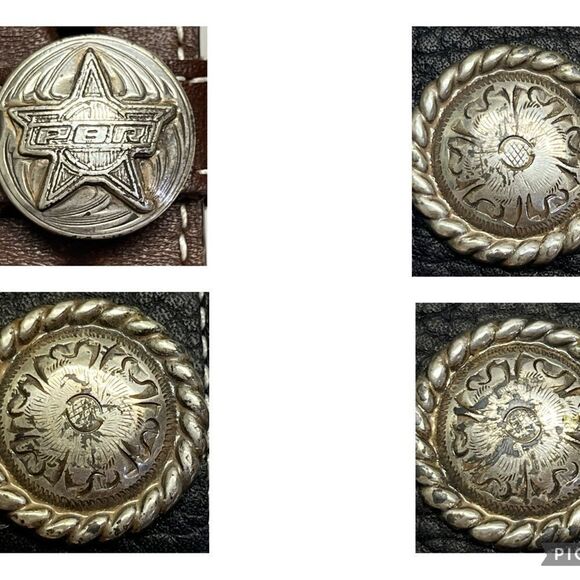 Genuine Top Grain Leather Brown Cowboy Western Stitching Silver Hardware 45/2XL - Picture 13 of 16